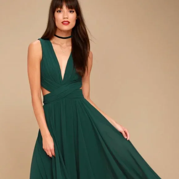 Lulus | Dresses | Vivid Imagination Forest Green Cutout Maxi Dress Lulus  Lulus | Poshmark